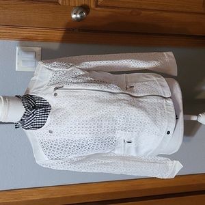 Eyelet jacket,  sz M, white